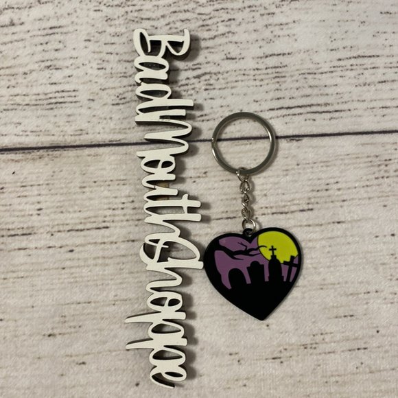 *Love Pain and Stitches Graveyard Heart Enamel Keychain - Picture 1 of 2